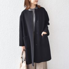 SHIPS Colors:SUPER100 ウール ノーカラー コート◇