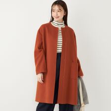 SHIPS Colors:SUPER100 ウール ノーカラー コート◇