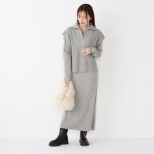 SHIPS Colors:〈手洗い可能〉ベスト × ニット ワンピース セット◇