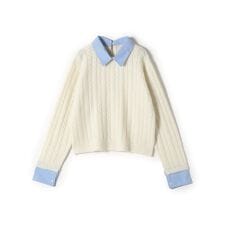 SHIPS Colors:〈手洗い可能〉シャツ レイヤードライク ケーブル ニット