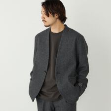 SHIPS Colors:T/W ツイード ノーカラー ジャケット(セットアップ対応可能)◇