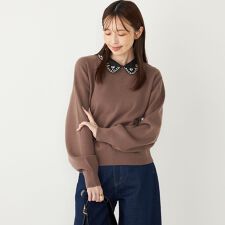 SHIPS Colors:〈手洗い可能〉ビジュー カラー ニット◇