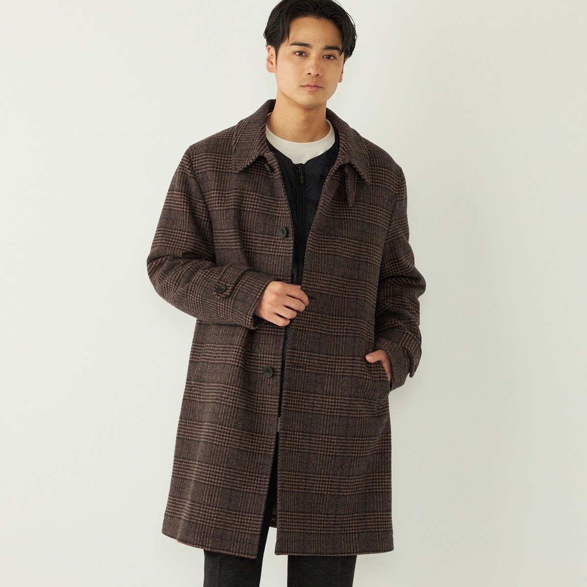 SHIPS: ポリエステル/ウール ヘリンボーンツイード リバーシブル