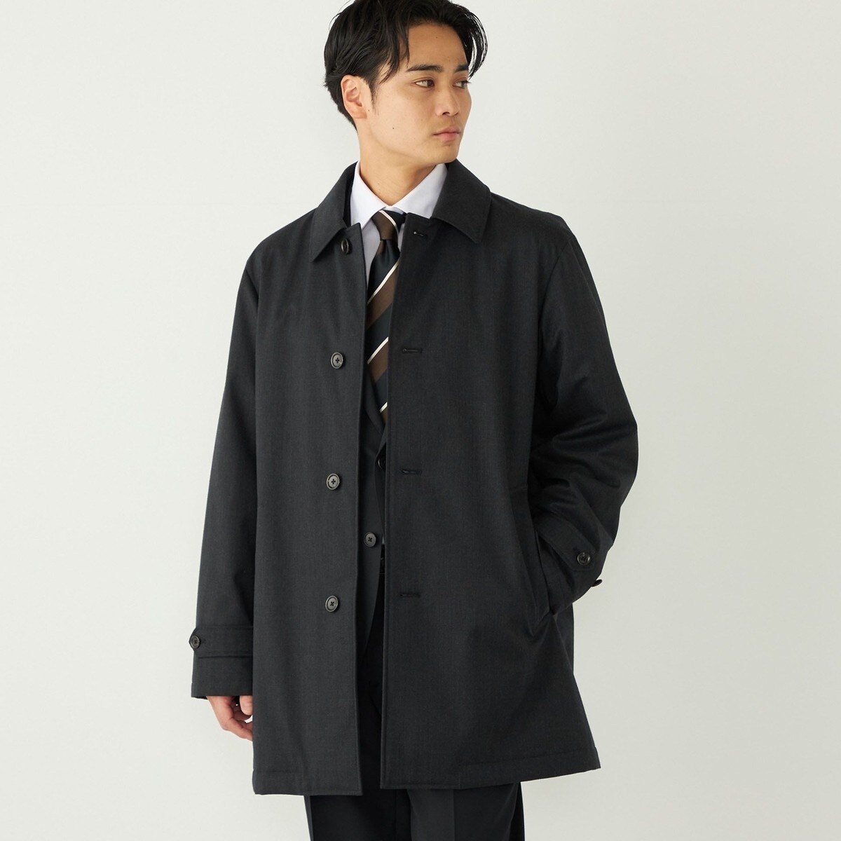 HYBRID TWEED】オーバーサイズ ステンカラーコート 軽量性 イージー