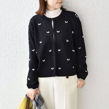 《予約》SHIPS Colors:〈手洗い可能〉ビジュー ノーカラー カーディガン◆