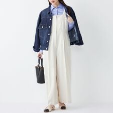 SHIPS Colors:〈手洗い可能〉ポリエステル/リネン スラブ オールインワン◇