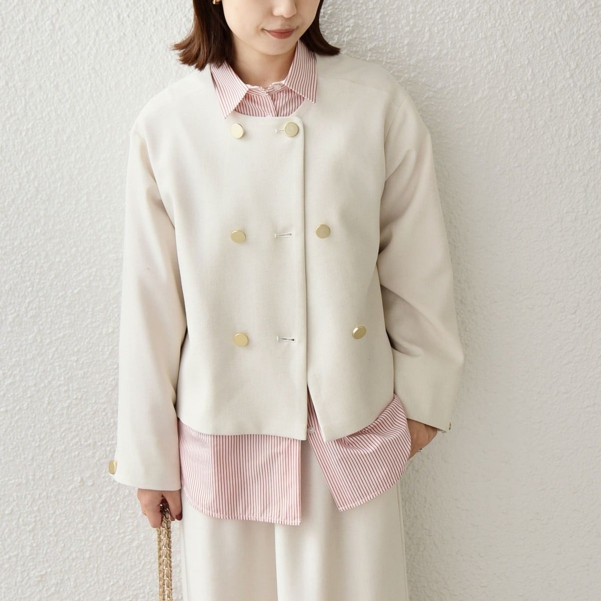 WEB限定/追加》ツイードVネック ノーカラージャケット◇ | スローブ