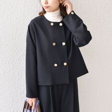 SHIPS Colors:〈手洗い可能〉ポリエステル/リネン スラブ ノーカラー ジャケット◇