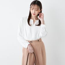 《予約》SHIPS Colors:〈手洗い可能〉2WAY ノーカラー ブラウス◆
