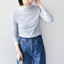 SHIPS Colors:〈手洗い可能〉ストレッチ レース ボートネック トップス◇