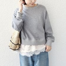 SHIPS Colors:〈手洗い可能〉レース レイヤード 裏毛 トップス◇