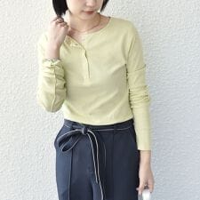 SHIPS Colors:〈手洗い可能〉シアー ドライタッチ ヘンリーネック TEE◇