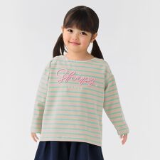 SHIPS Colors:80～130cm /〈洗濯機可能〉ボーダー ロゴ 刺繍 ロンT