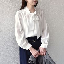 SHIPS Colors:〈手洗い可能〉シルキー ローン ボウタイ シャツ◇