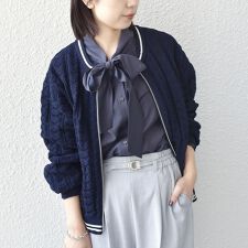 《予約》SHIPS Colors:〈手洗い可能〉柄編み ジップ カーディガン◆