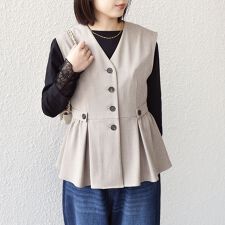 SHIPS Colors:〈手洗い可能〉ドライ メランジ ペプラム ベスト