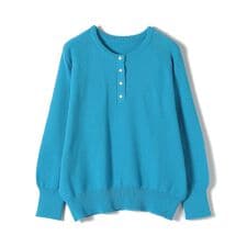 《予約》SHIPS Colors:〈手洗い可能〉ペーパー ライク ヘンリーネック 2WAY ニット◆