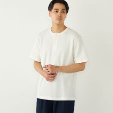 SHIPS Colors:ローゲージ カノコ ヘンリーネック Tシャツ◇
