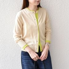 《予約》SHIPS Colors:〈手洗い可能〉配色 ニット クルーネック カーディガン◆