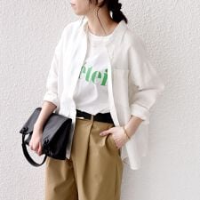 《予約》SHIPS Colors:〈洗濯機可能〉ユーロリネン 2WAY ロングスリーブ シャツ◆