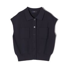 《予約》SHIPS Colors:〈手洗い可能〉ポロ フレンチスリーブ ニット ベスト◆