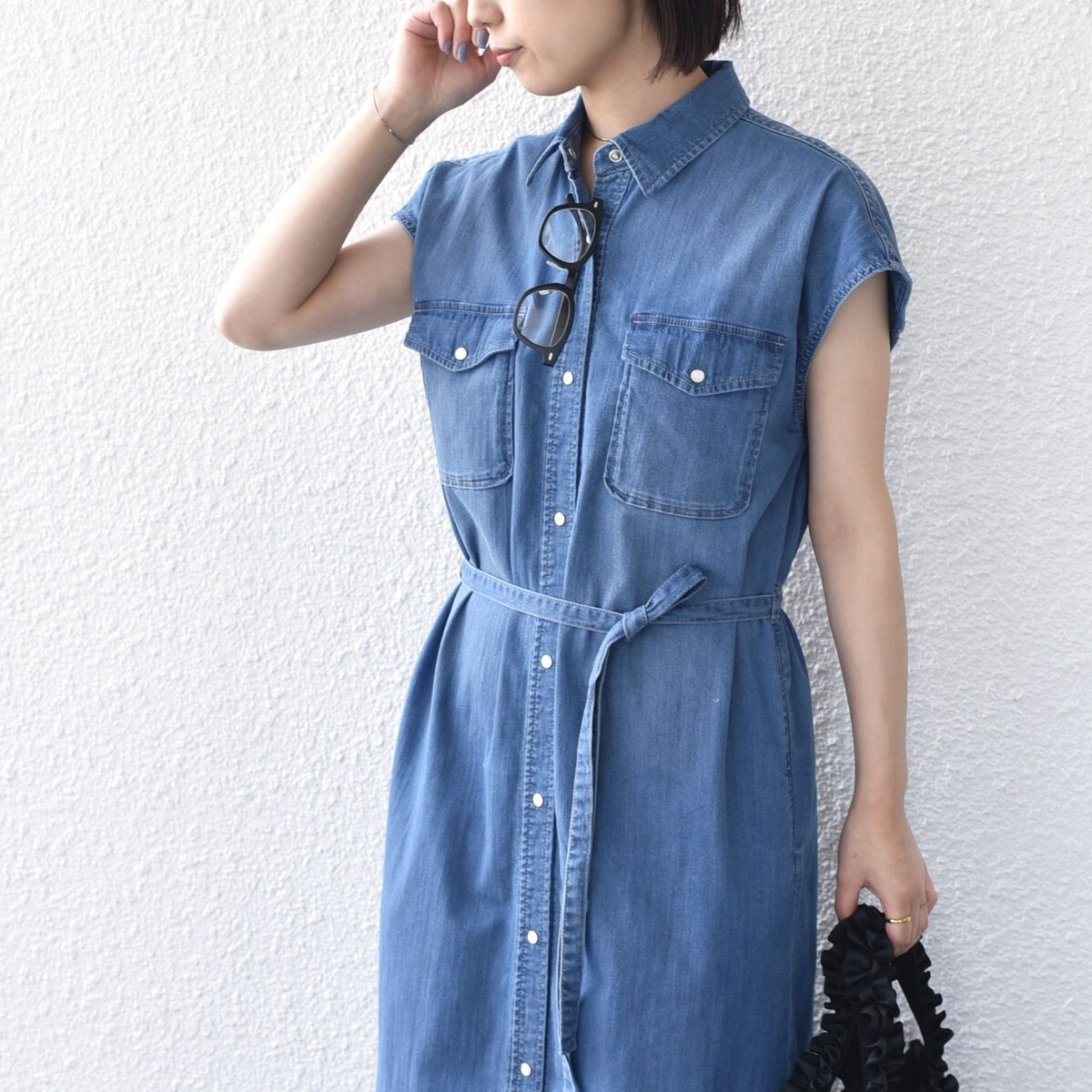 SHIPS　Collar　〈洗濯機可能〉 ファンクションデニムシャツワンピース SHIPS Colors:〈洗濯機可能〉ファンクション デニム シャツ ワンピース