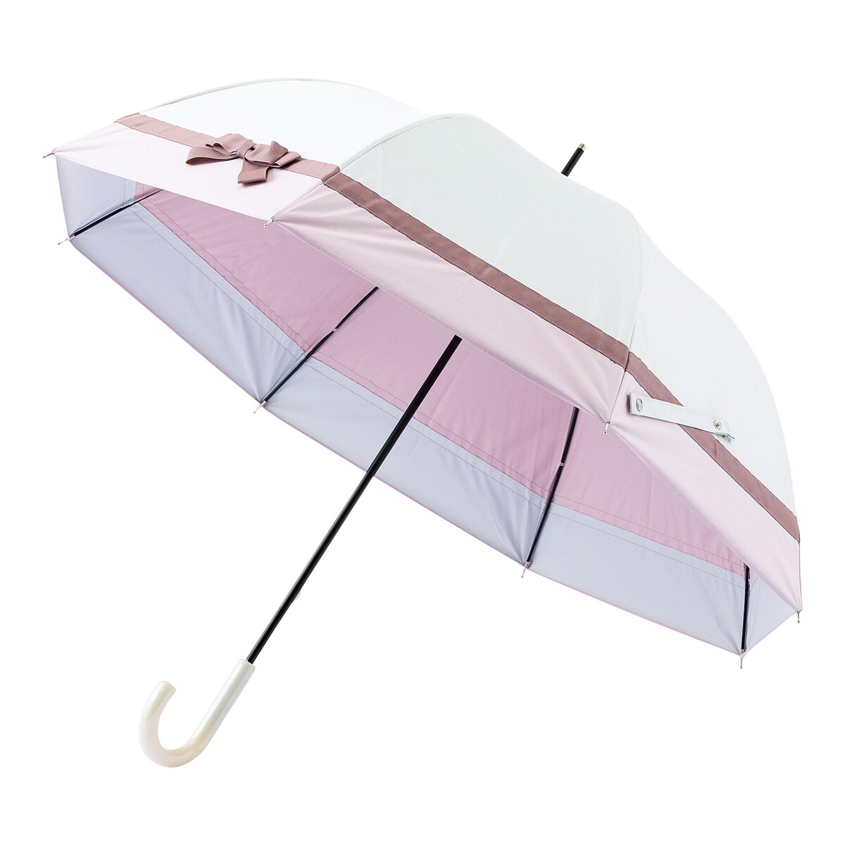 晴雨兼用日傘 長傘 グログランリボン 1級遮光 遮熱 UV