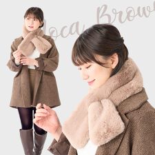 エスタ(estaa)の【洗える】フェイクファーマフラー 12×95cm ポメラニアン 無地