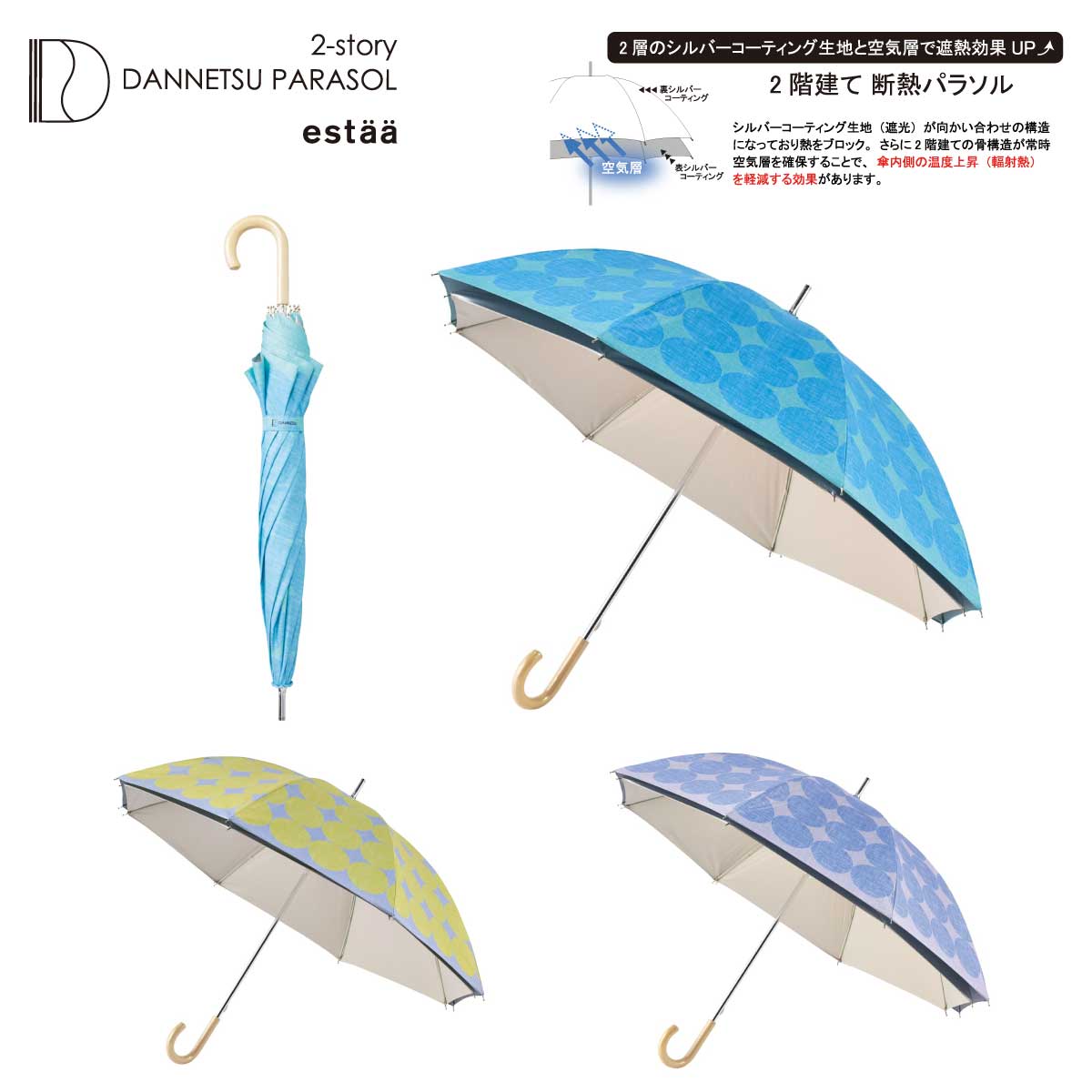 ランバン♪遮熱効果+遮光♪晴雨兼用パラソル ランバン 遮 熱 生地 パラソル 断熱二階建てパラソル 晴雨兼用日傘 長