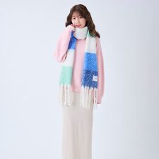 エスタ(estaa)の【洗える】ボリュームマフラー 35×240cm カラフルボーダー ロゴ ワンポイント