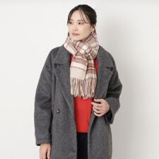 【WEB限定 洗える】カシミヤ100%紡毛厚手ストール 60×190cm チェック ユニセックス