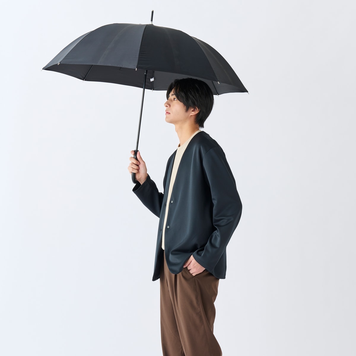 GHERARDINI（ゲラルディーニ）ロゴ柄 ジャンプ式 耐風雨傘（長傘