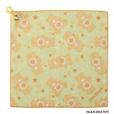 【くっつきタオル】吸水マルチタオル ケアベア TM 正方形 ハンカチ レイングッズ カラビナ付き