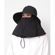 【WEB限定 遮光率100％ 洗える】鉄壁たれ付きハット カバー付き 広つばリボン 日よけ 紫外線