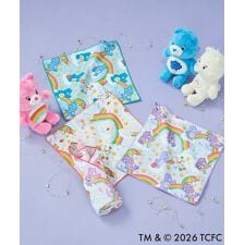 【くっつきタオル】吸水マルチタオル ケアベア TM 正方形 ハンカチ レイングッズ カラビナ付き