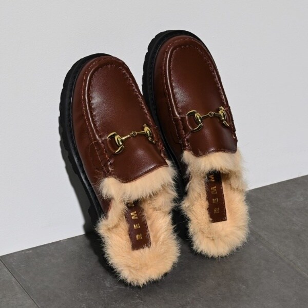 REMME レメ ビットローファー サンダル スリッパ ダークブラウン ファー REMME レメ ビットローファー サンダル スリッパ ブラック ファー
