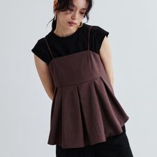 【セットアップ対応】リネンライクビスチェ【カセット服通勤・オフィス】