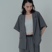 【セットアップ対応】イージーダブルブレスト半袖ジャケット