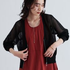 【再入荷】メッシュジップカーディガン