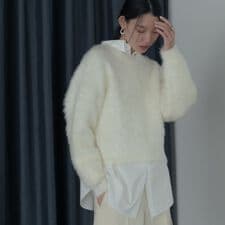 ドロップショルダーシャギーニット