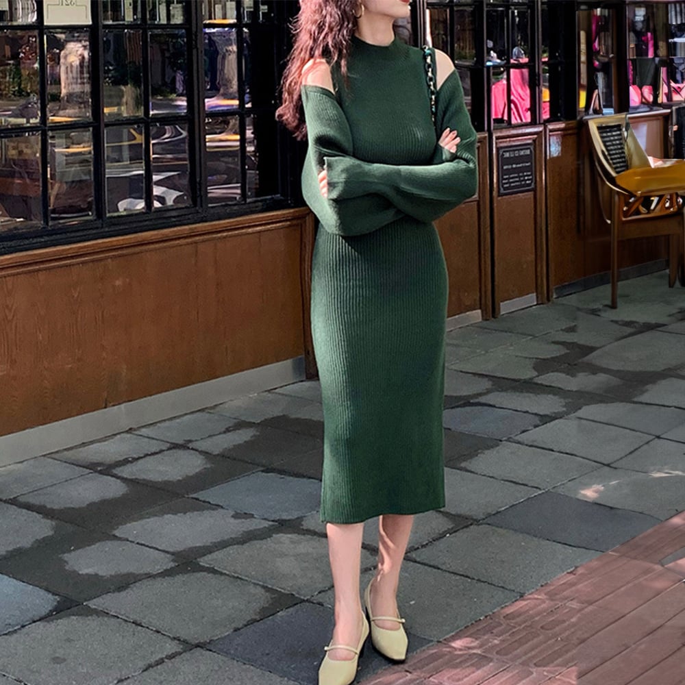 ストレッチ/前開きワンピース】平二重 ジャケット+ワンピース | 自由区