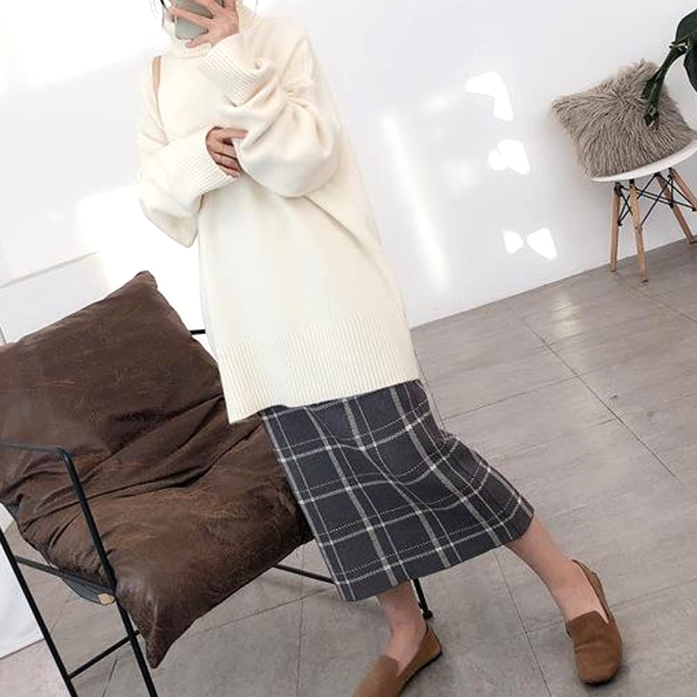 チェック柄ニットスカート