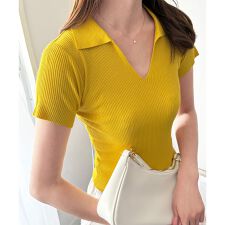 スキッパー半袖ポロニット