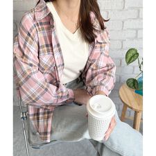 オーバーサイズチェック柄シャツ