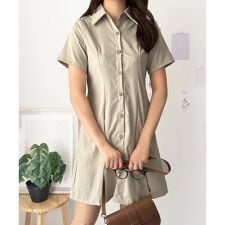 半袖ミニシャツワンピース