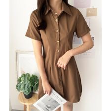 半袖ミニシャツワンピース