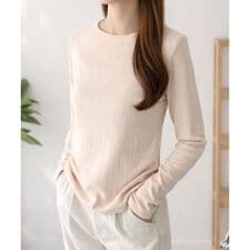 ラウンドネックリブカットソー