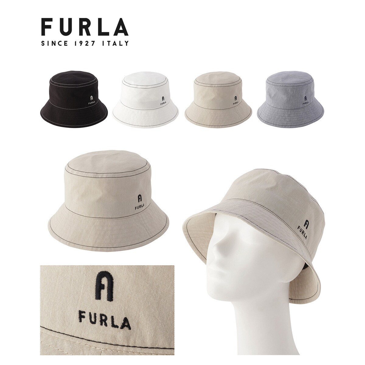 【専用】【新品】FURLA（フルラ）カラースティッチ　ハット ベージュ　帽子 セール】ハット カラーステッチ（ハット）｜FURLA（フルラ）の