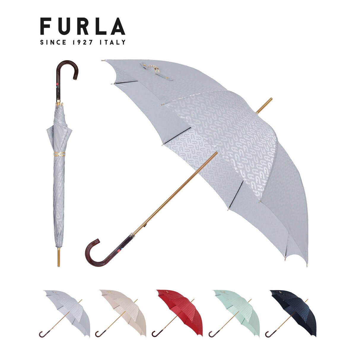 【FURLA】 折りたたみ傘 チャーム×ロゴ柄 UV 8本骨 日本製 8本骨】雨傘 折りたたみ傘 チャーム柄 ロゴ クマ バイ