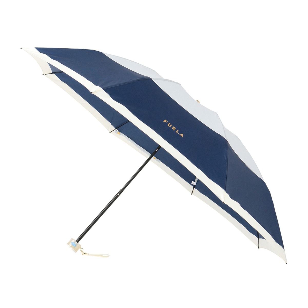 【新品】フルラ　雨傘 折りたたみ傘 ツイルボーダー　アーチロゴ　UV加工　日本製 日本製 8本骨】雨傘 折りたたみ傘 ボーダー カラーブロック ロゴ ワン